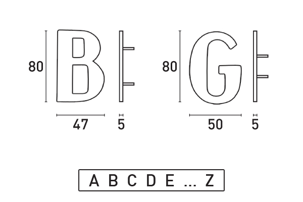 Letras 80mm (A ... Z) - ALUM�NIO